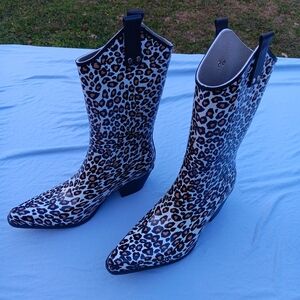 NOMAD Leopard Print Cowboy Style Rain Boots 9